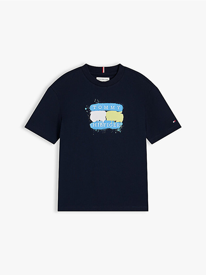 Erkek Çocuk Tommy Flag Graffiti T-shirt Lacivert KB0KB10546C1G
