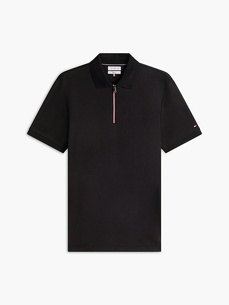 Erkek Liquid Cotton Zip Polo T-shirt Siyah MW0MW43269BDS