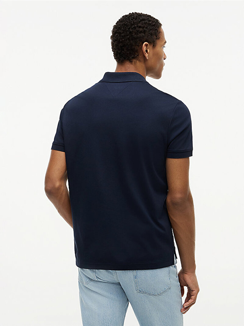 Erkek Liquid Cotton Zip Polo T-shirt Lacivert MW0MW43269DW5