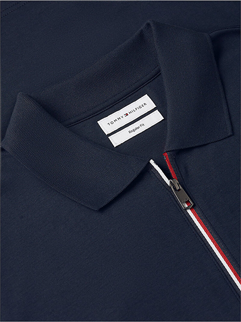 Erkek Liquid Cotton Zip Polo T-shirt Lacivert MW0MW43269DW5