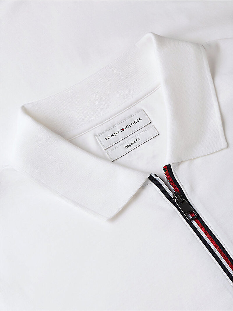 Erkek Liquid Cotton Zip Polo T-shirt Beyaz MW0MW43269YBR