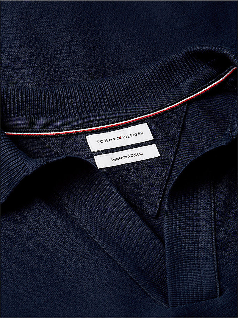 Erkek V Neck Crepe Classic Polo T-shirt Lacivert MW0MW43274DCC