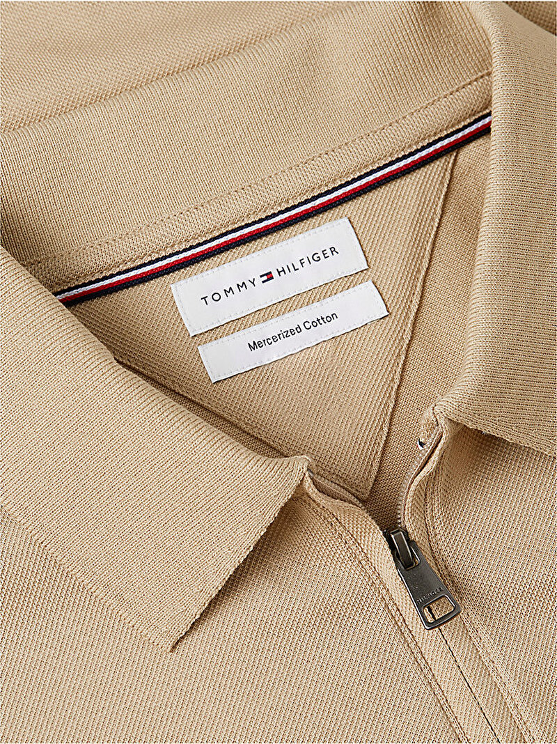 Erkek Merc Pique Zip Regular Polo T-shirt Bej MW0MW43282AEG