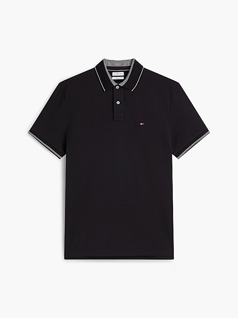 Erkek Stripe Undercollar Polo T-shirt Siyah MW0MW43289BDS