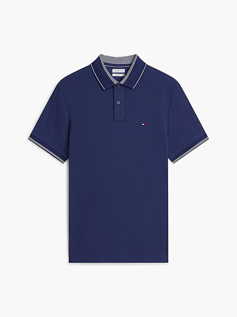 Erkek Stripe Undercollar Polo T-shirt Lacivert MW0MW43289DCC