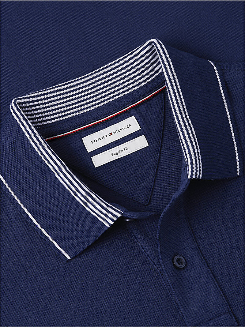 Erkek Stripe Undercollar Polo T-shirt Lacivert MW0MW43289DCC