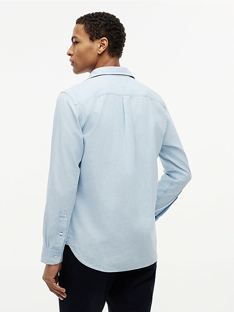 Erkek Chambray Solid Gömlek Mavi MW0MW433160GY
