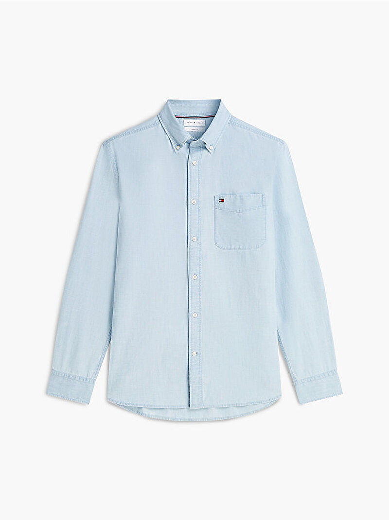 Erkek Chambray Solid Gömlek Mavi MW0MW433160GY