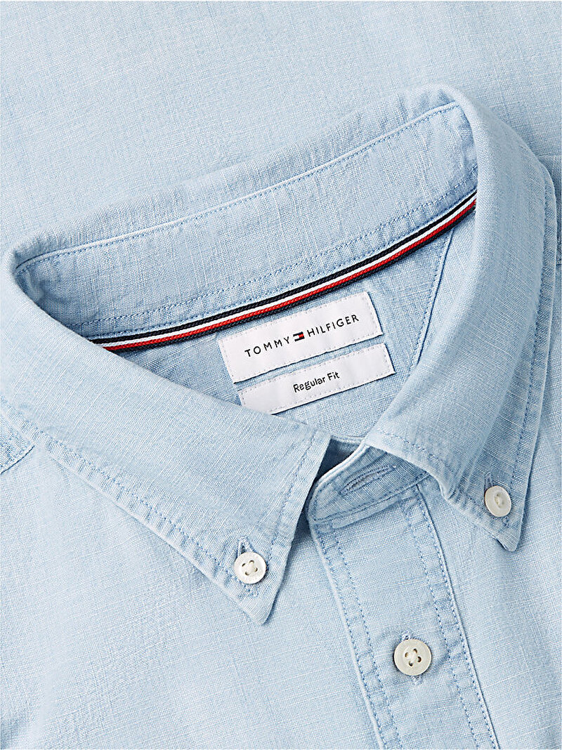 Erkek Chambray Solid Gömlek Mavi MW0MW433160GY
