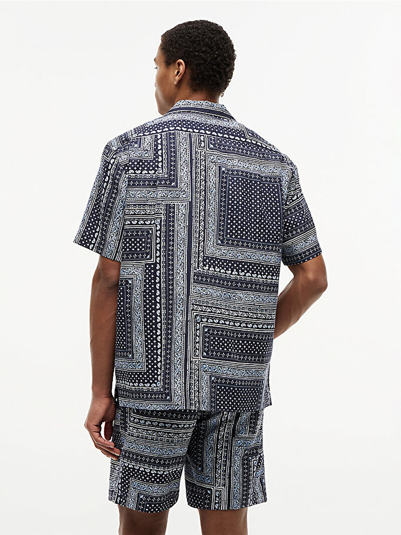 Erkek Cotton Tencel Bandan Gömlek Lacivert MW0MW433390GY