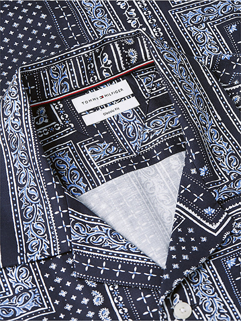 Erkek Cotton Tencel Bandan Gömlek Lacivert MW0MW433390GY