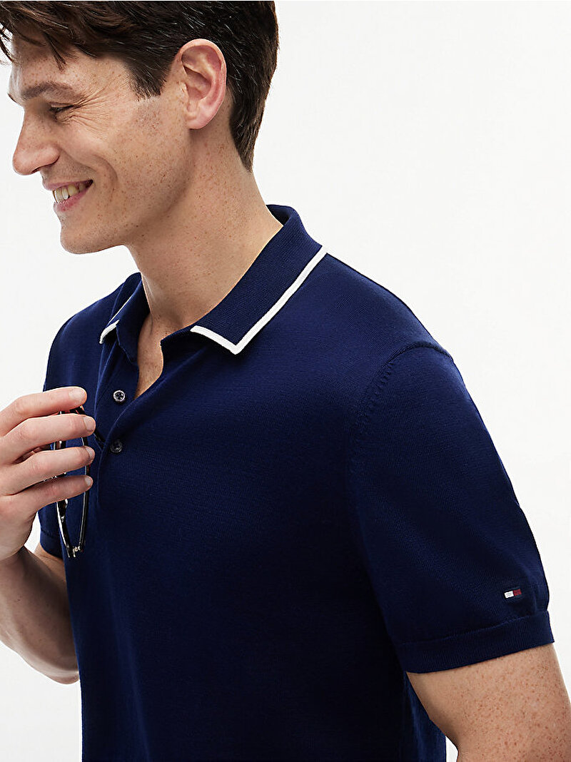 Erkek Knitted Polo Kazak Lacivert MW0MW43501DCC