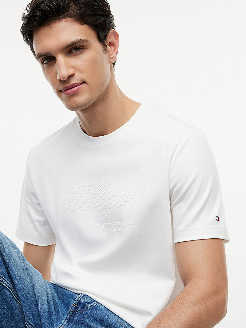 Erkek Nautical Rope Interlock T-shirt Beyaz MW0MW44257YBR
