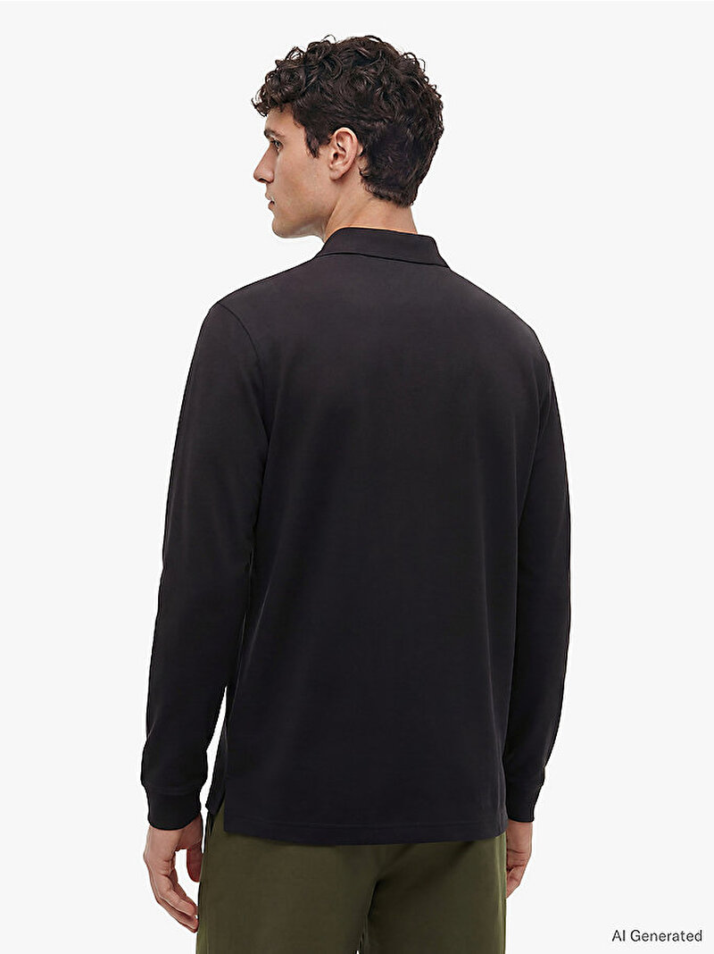 Erkek Mercerised Jacquard Polo T-shirt Siyah MW0MW44339BDS