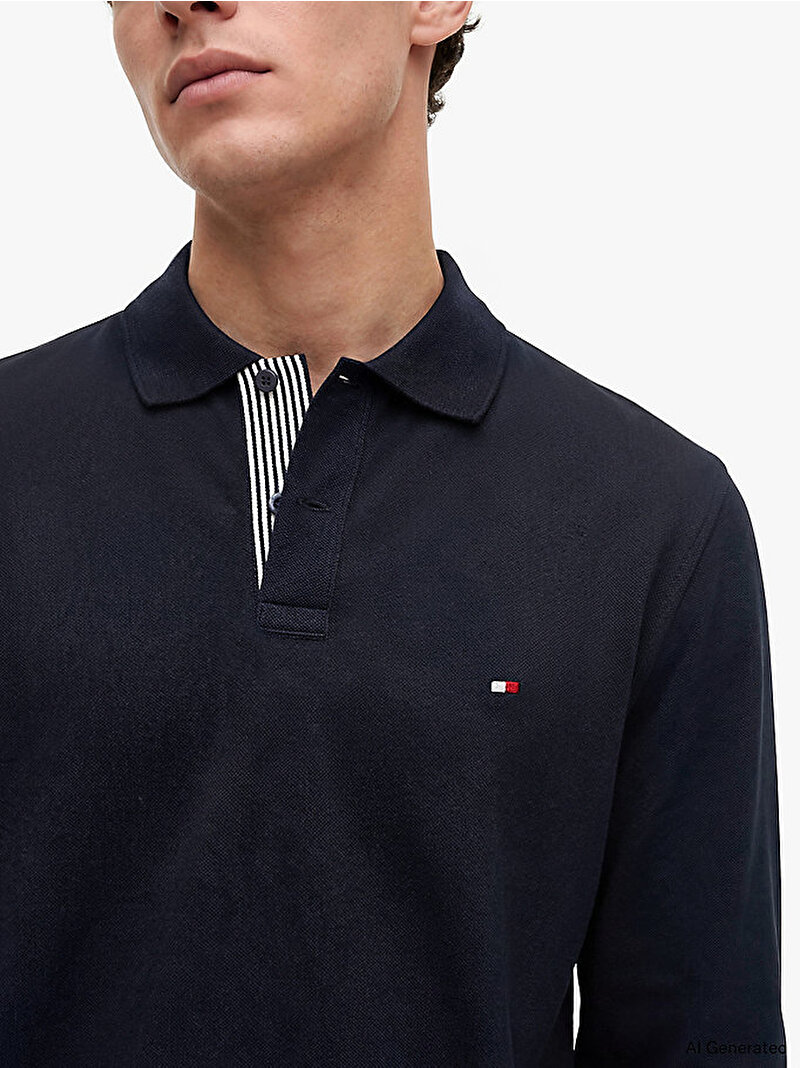 Erkek Mercerised Jacquard Polo T-shirt Lacivert MW0MW44339DW5