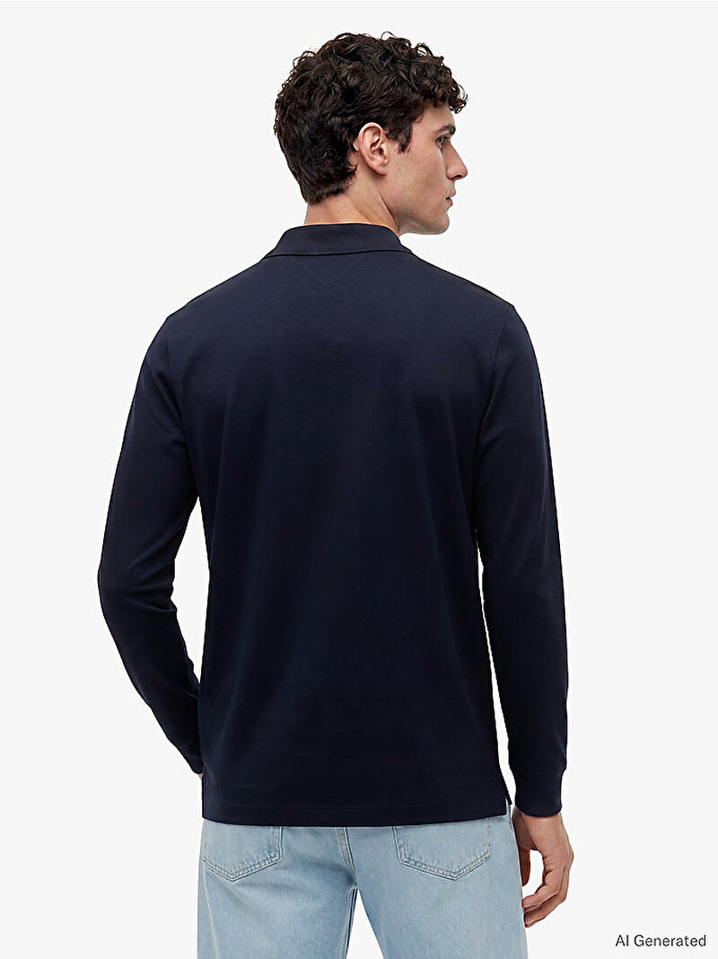 Erkek Mercerised Jacquard Polo T-shirt Lacivert MW0MW44339DW5