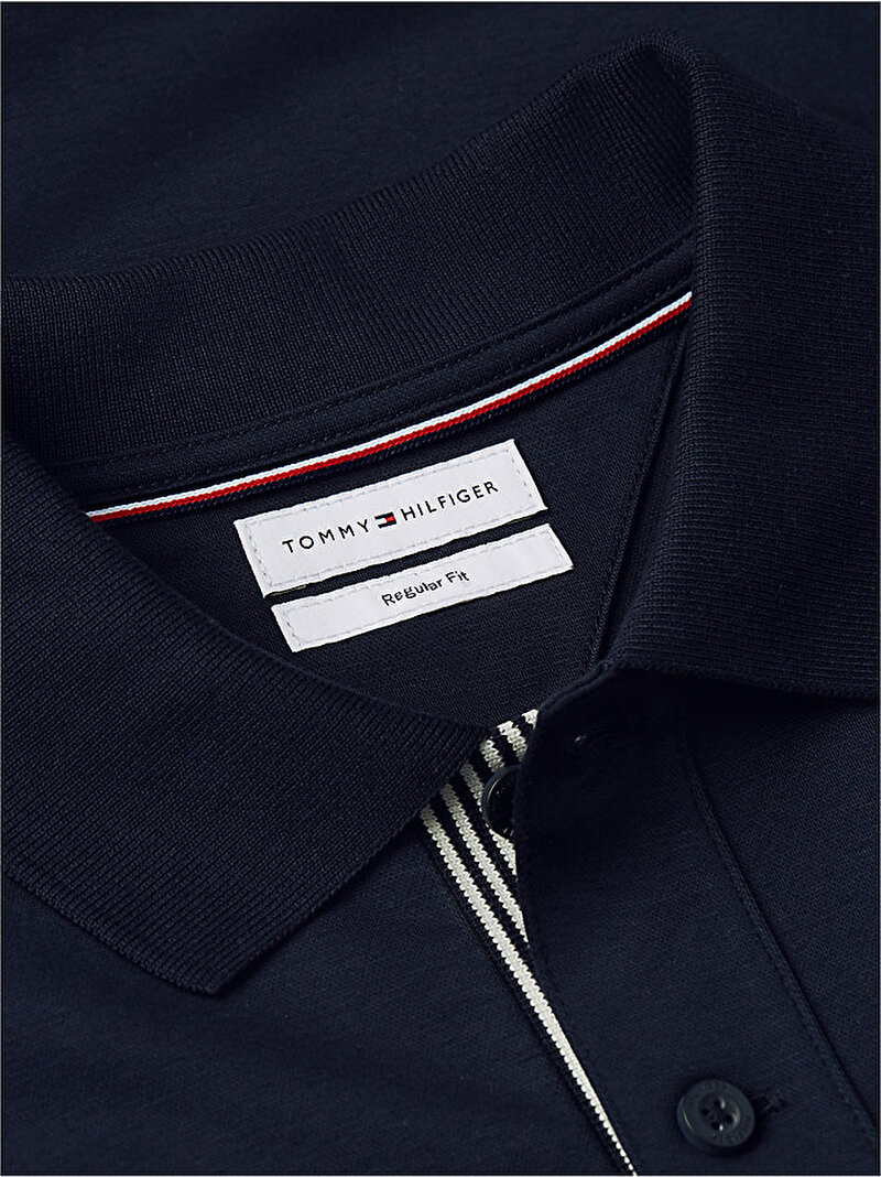 Erkek Mercerised Jacquard Polo T-shirt Lacivert MW0MW44339DW5