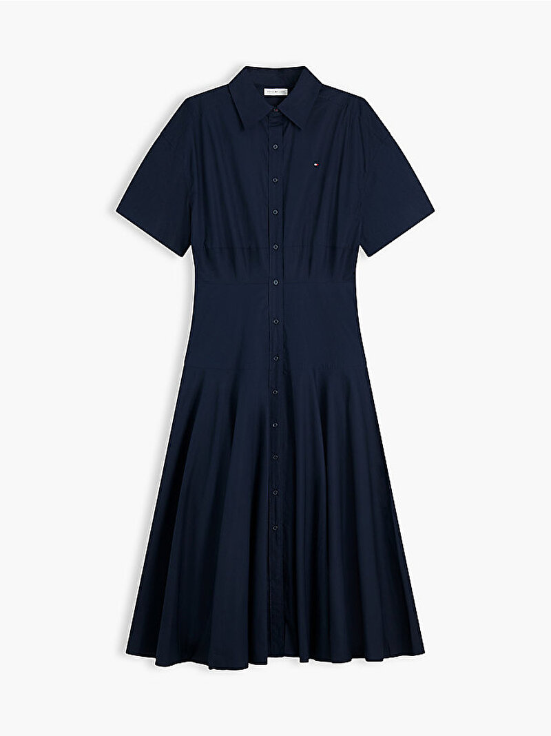 Kadın Poplin Flare Midi Elbise Lacivert WW0WW49875C1G