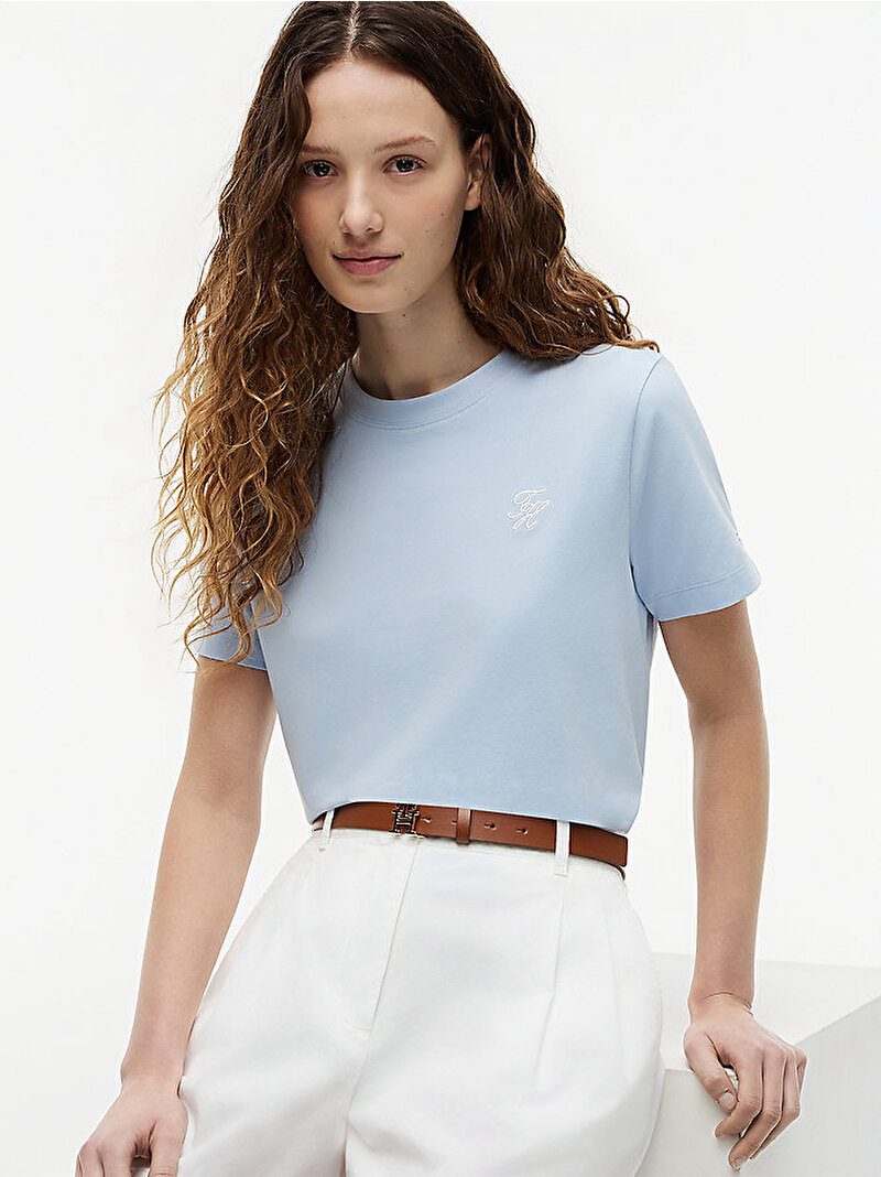 Kadın TH Regular T-shirt Mavi WW0WW49941C1O