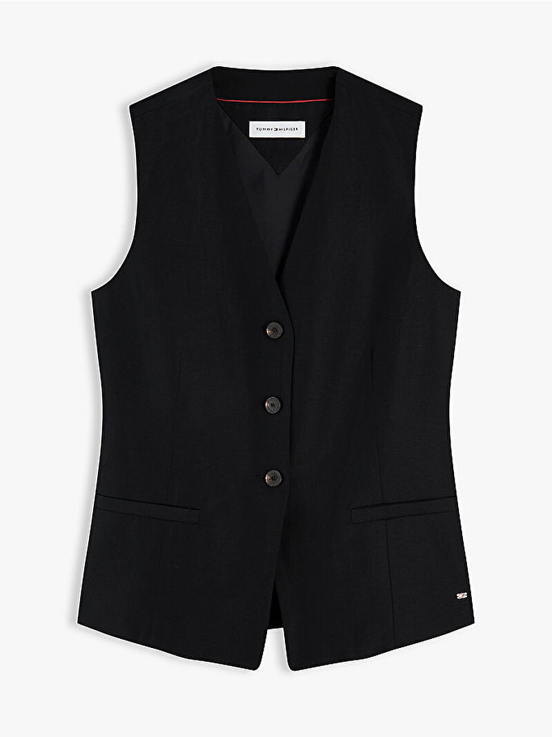 Kadın Summer Lyocell Long Yelek Ceket Siyah WW0WW50081BDS