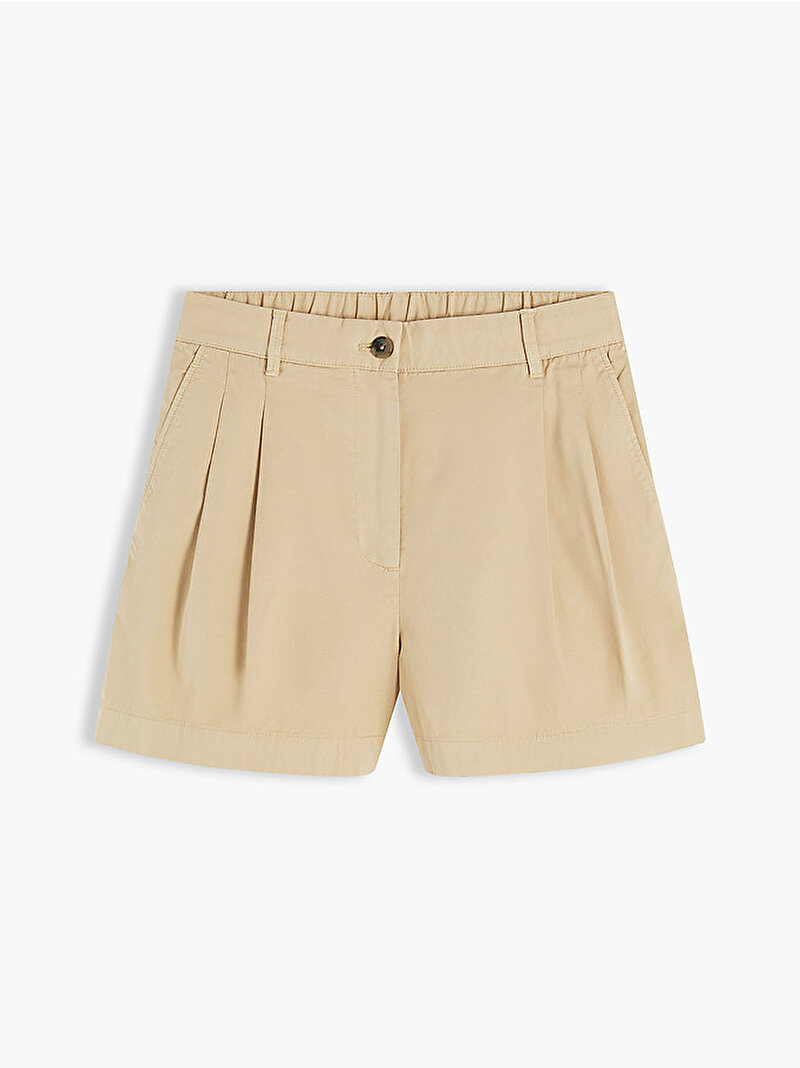 Kadın Cotton Chino Flare Şort Bej WW0WW50087ACR