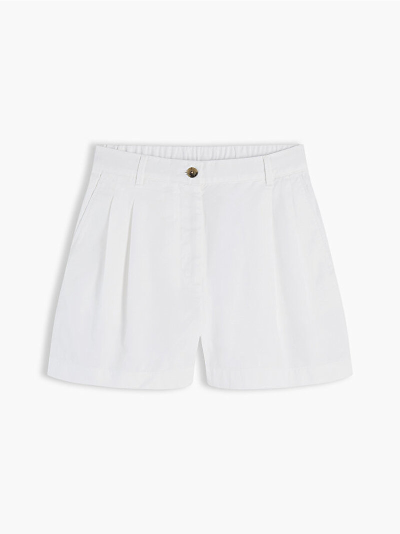 Kadın Cotton Chino Flare Şort Ekru WW0WW50087YBL