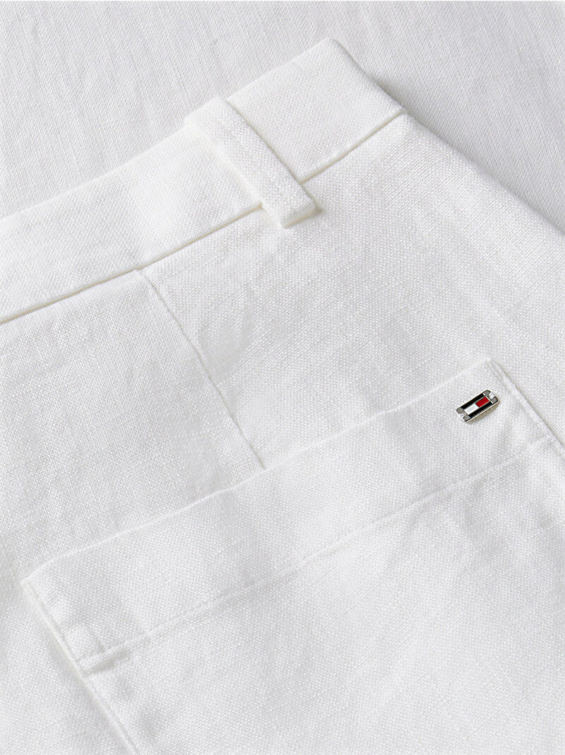 Kadın Essential Linen Tailored Pantolon Beyaz WW0WW50116YAF