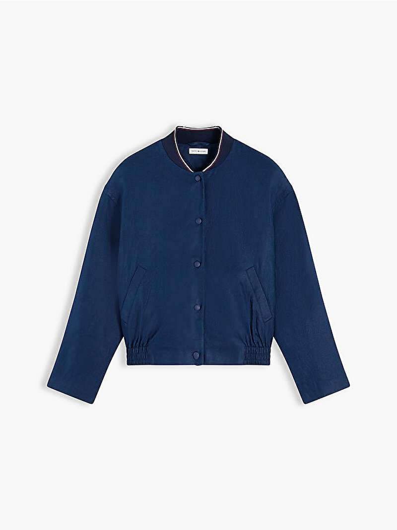 Kadın Keten Bomber Ceket Lacivert WW0WW50120C1G
