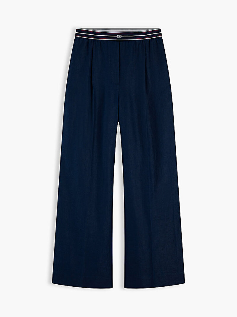 Kadın Linen Straight Pantolon Lacivert WW0WW50123C1G