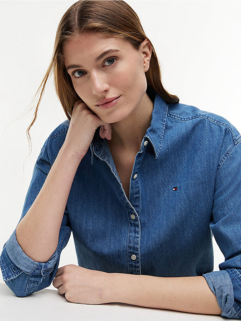 Kadın Light Denim Gömlek Mavi WW0WW505280YE