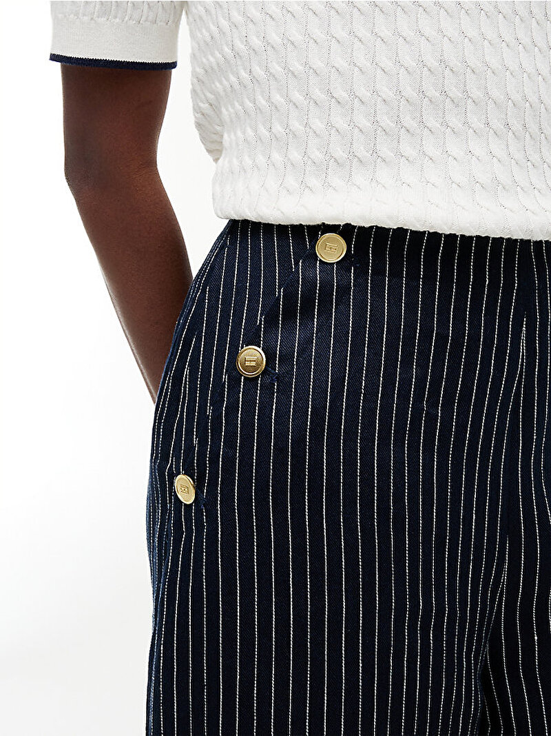 Kadın Linen Nautical Stripe Pantolon Lacivert WW0WW510930BI