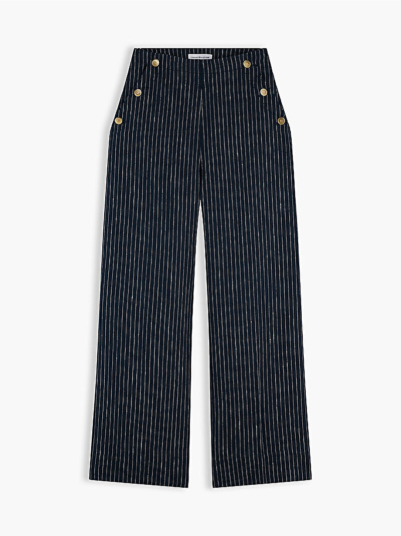 Kadın Linen Nautical Stripe Pantolon Lacivert WW0WW510930BI