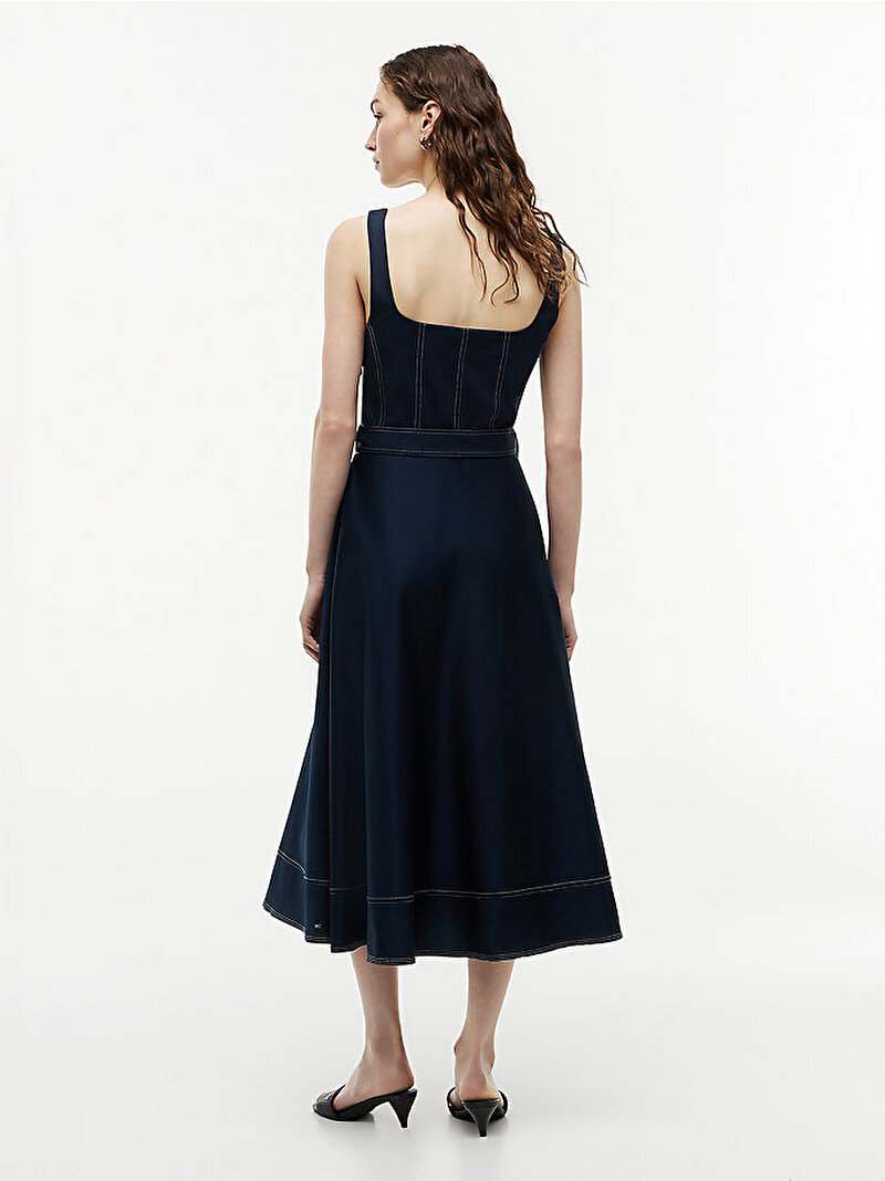 Kadın Contrast Stitch Elbise Lacivert WW0WW51147C1G