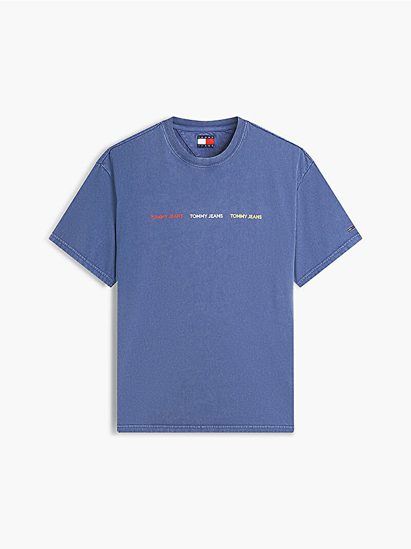 Erkek TJM Regular Repeat T-shirt Mavi DM0DM23180C6Q