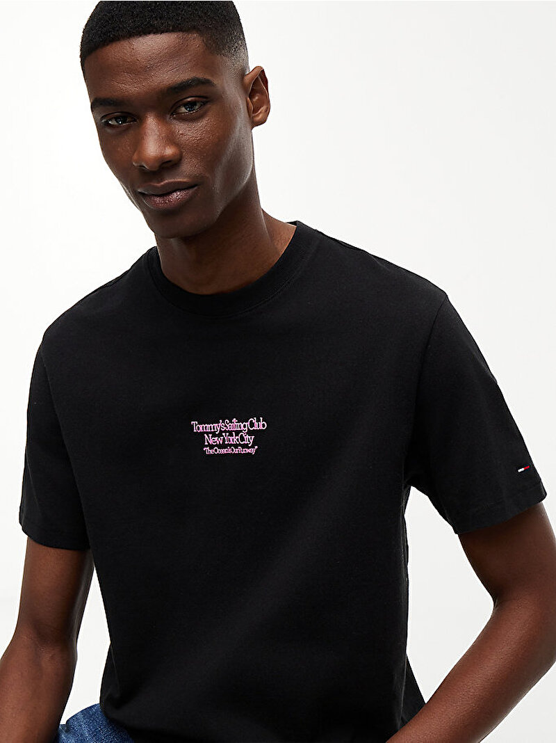 Erkek TJM Relax Sailboat T-shirt Siyah DM0DM23184BDS