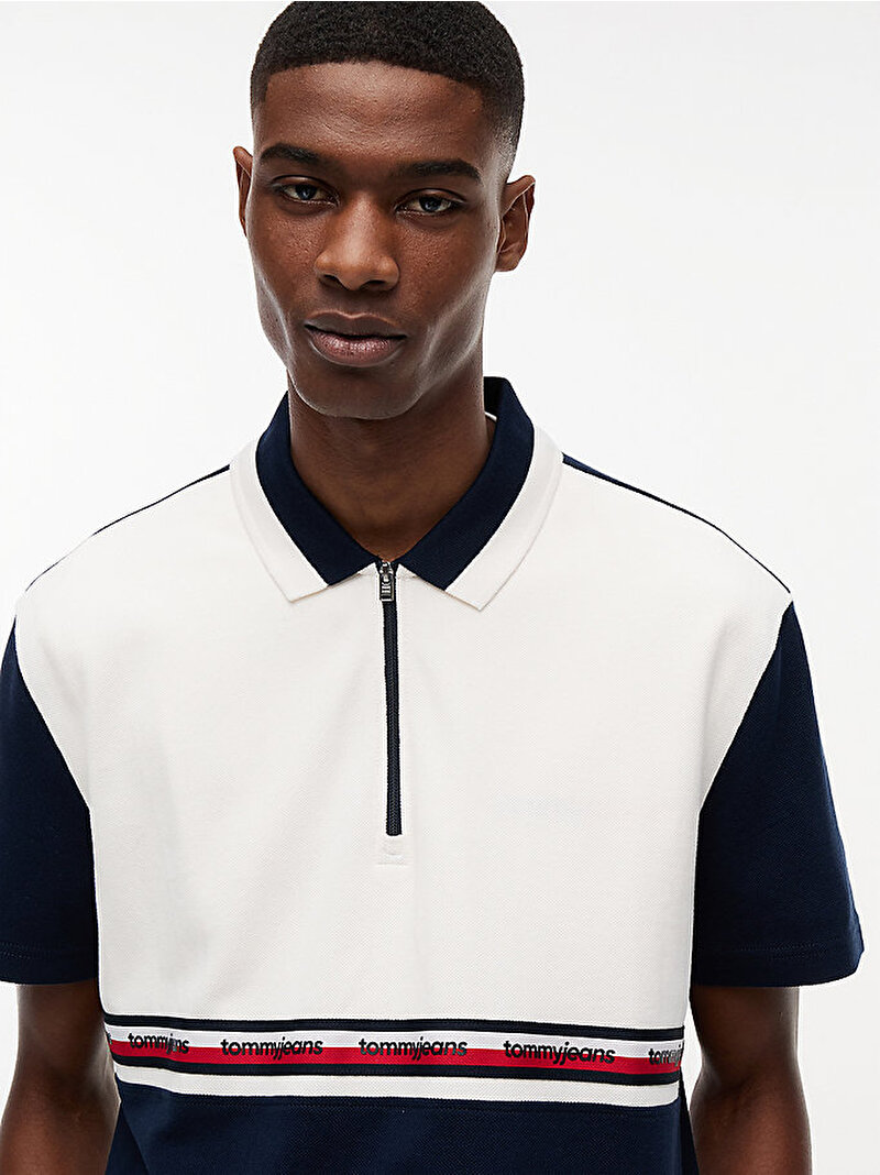 Erkek TJM Relax Tape Zip Polo T-shirt Çok renkli DM0DM23242YBH