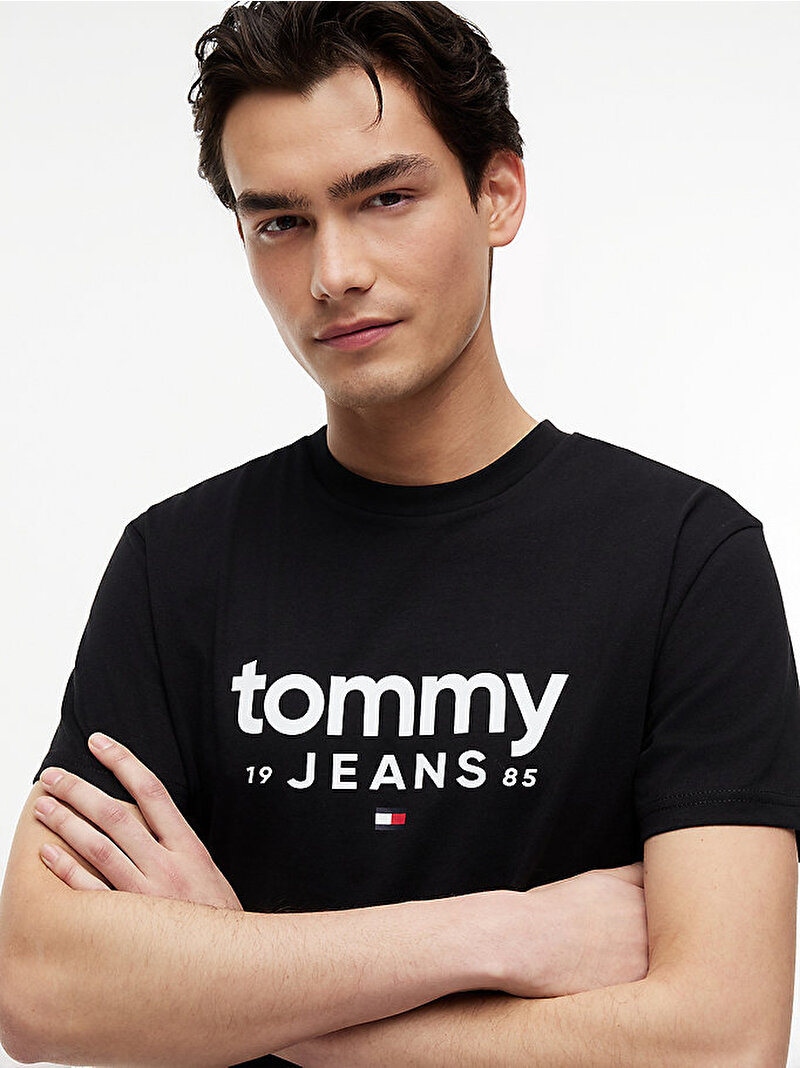 Erkek TJM Slim Graphic T-shirt Siyah DM0DM23376BDS