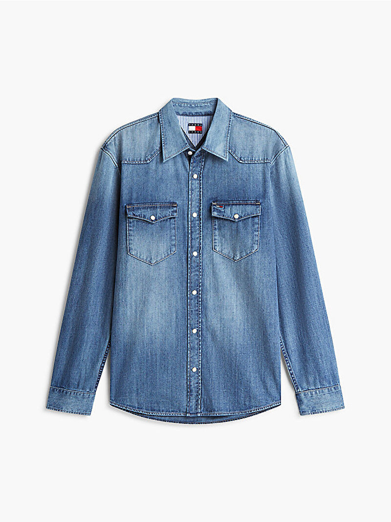 Erkek Regular Denim Wester Gömlek Mavi DM0DM236611A5