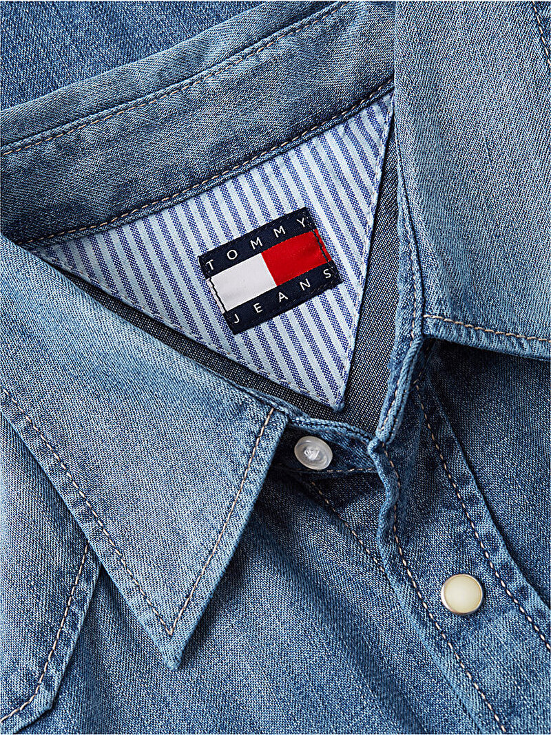 Erkek Regular Denim Wester Gömlek Mavi DM0DM236611A5