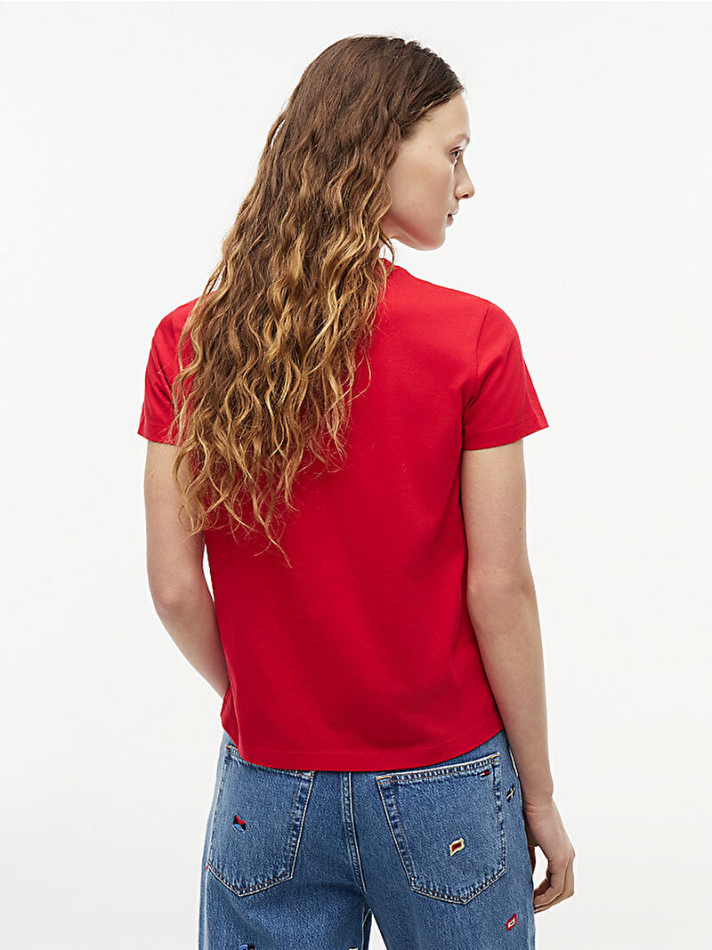 Kadın TJW Regular Linear T-shirt Kırmızı DW0DW22789XK9