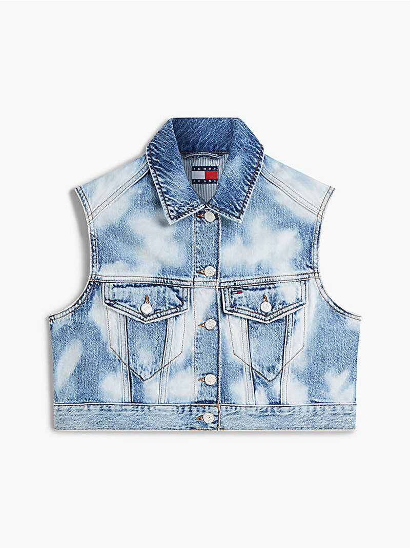 Kadın Cropped Trucker Yelek Mavi DW0DW228891AB