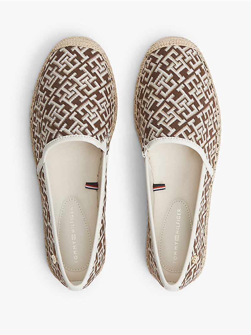 Kadın TH Monogram Jacquard Espadril Kahverengi FW0FW09501GSZ