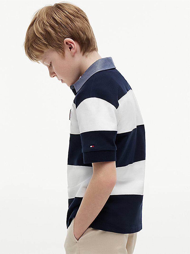 Erkek Çocuk Contrast Collar Rugby Polo T-shirt Lacivert KB0KB10473C1G