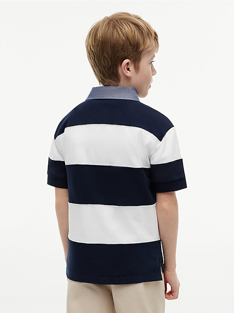 Erkek Çocuk Contrast Collar Rugby Polo T-shirt Lacivert KB0KB10473C1G