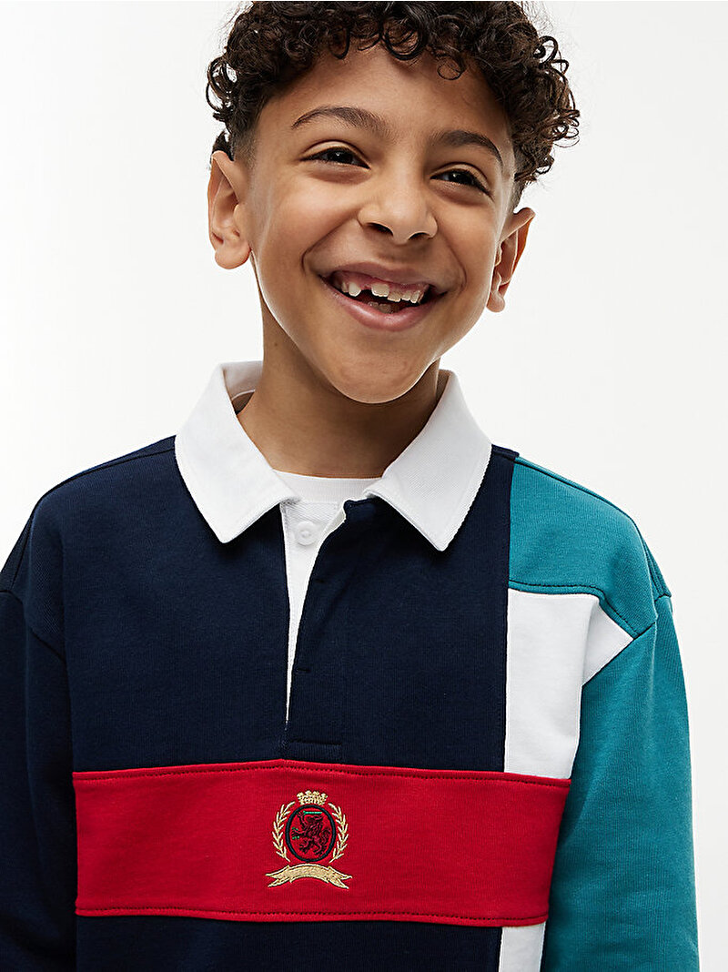Erkek Çocuk Crest Colorblock Polo T-shirt Lacivert KB0KB10900C1G
