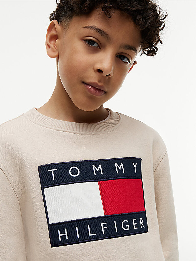 Çocuk Unisex Heritage Flag Sweatshirt Bej KS0KS00709ACI