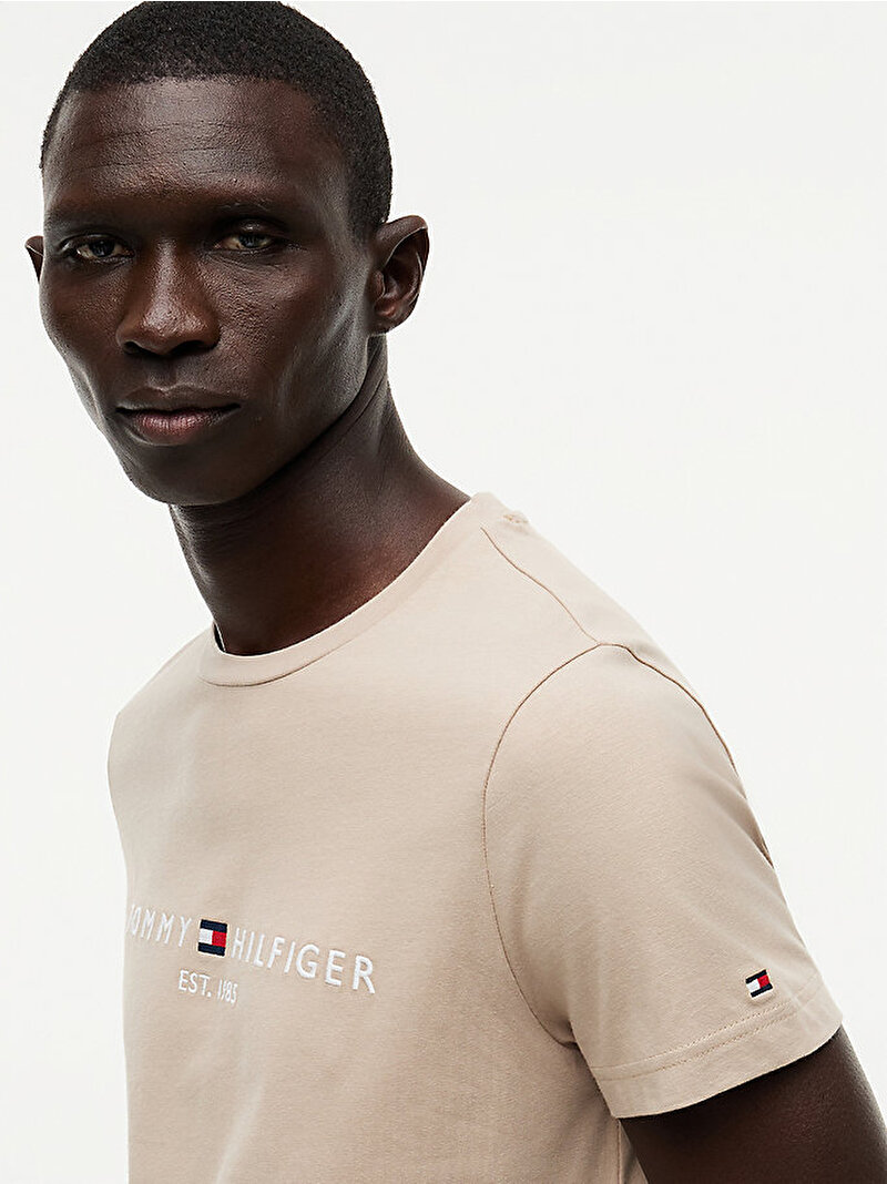 Erkek Tommy Logo T-shirt Bej MW0MW11797AEG