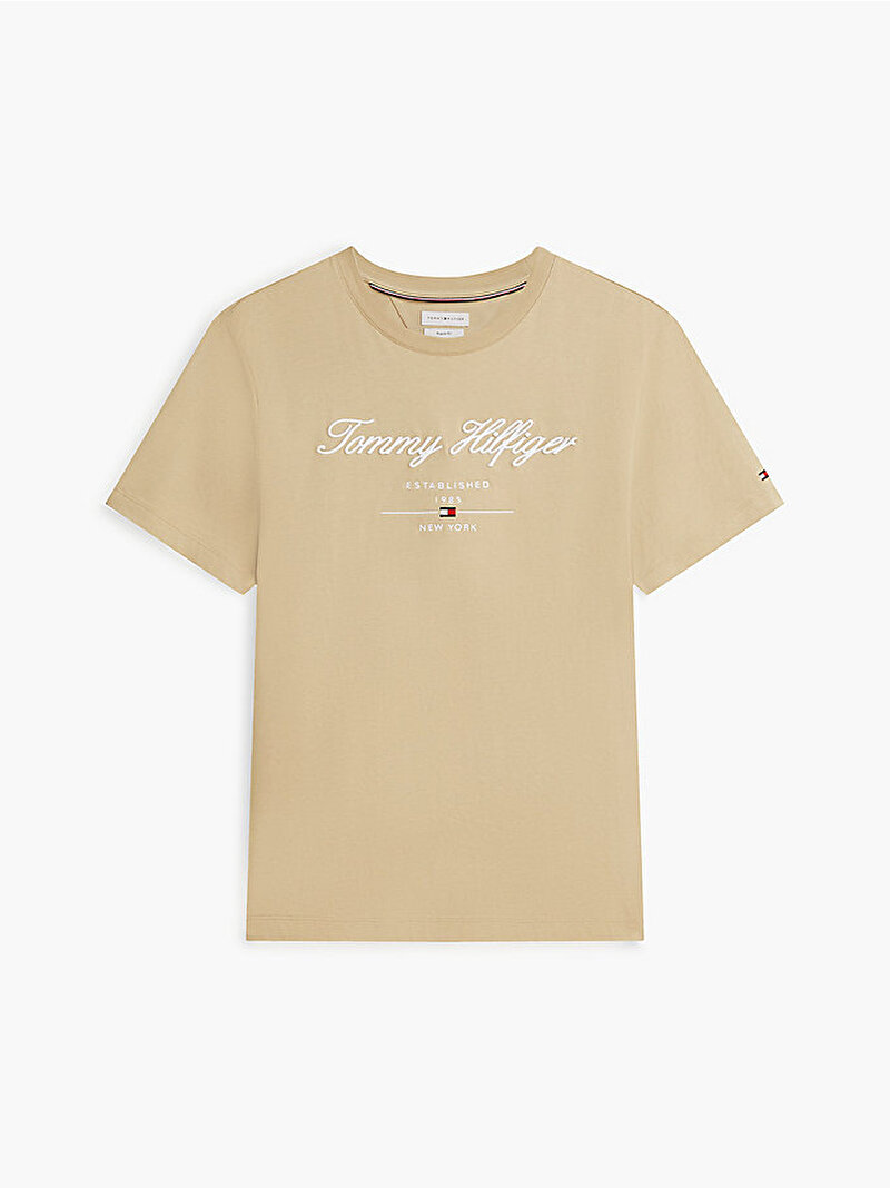 Erkek Script Logo T-shirt Bej MW0MW33691AEG
