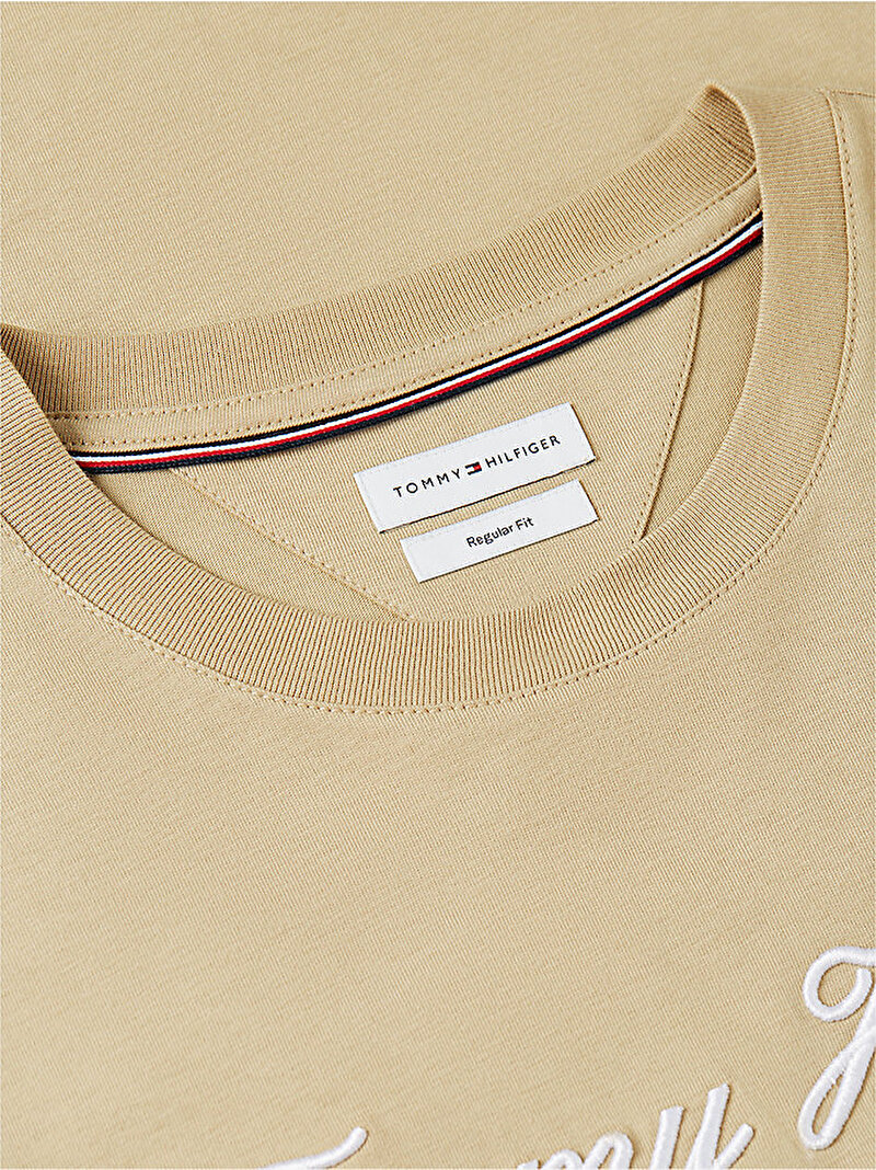 Erkek Script Logo T-shirt Bej MW0MW33691AEG