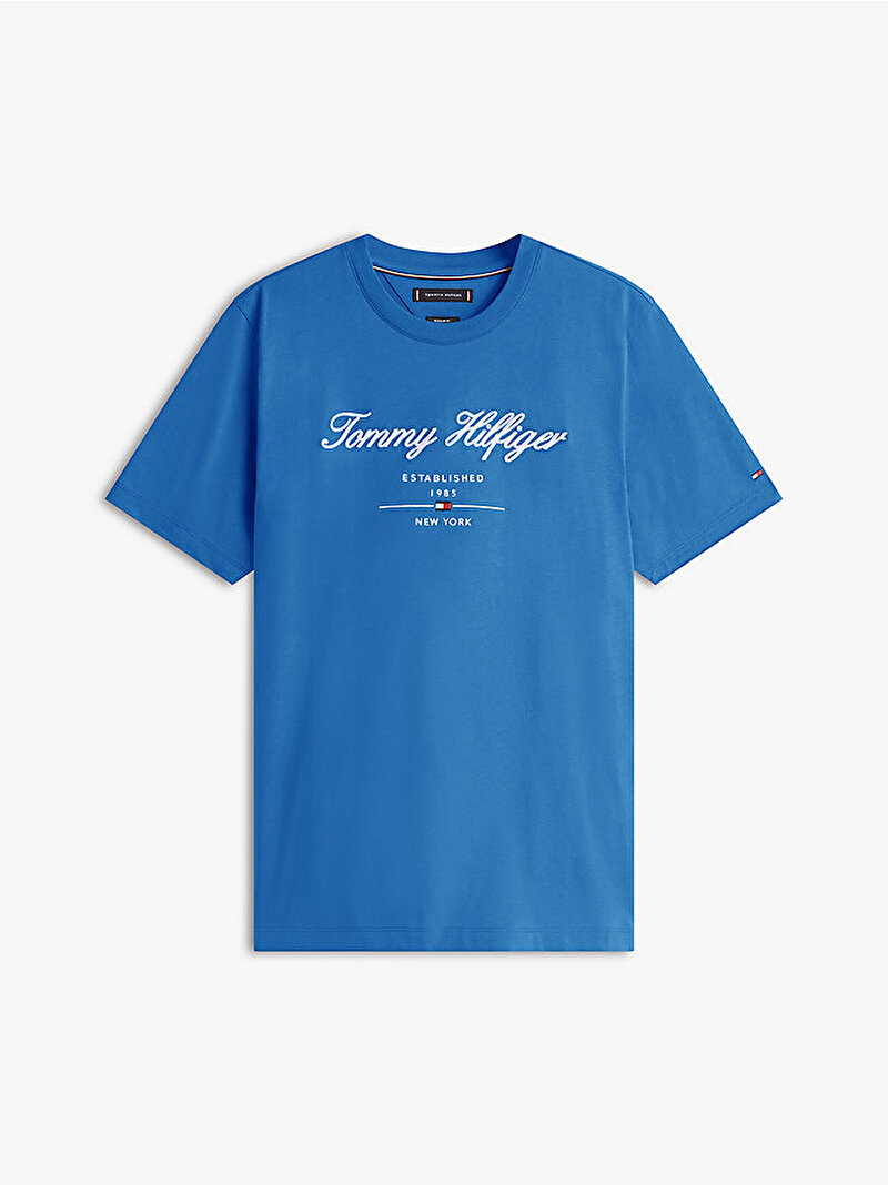 Erkek Script Logo T-shirt Mavi MW0MW33691DBZ